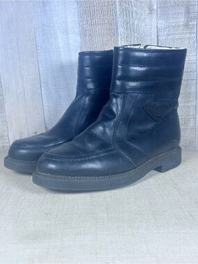 Vintage Pajar Made in Italy Black Leather Shearling Winter Boots Ladies Size 7